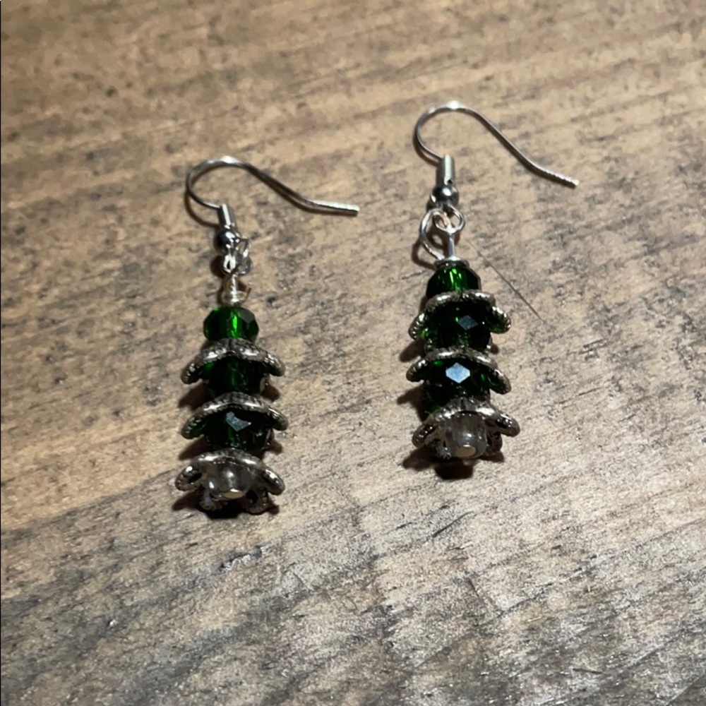 Homemade Earrings (Christmas tree design 5)